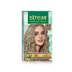 Streax Cream Hair Color for Unisex 120 ml - 9.1 Rich Platinum (Pack of 1)