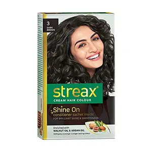 Streax Cream Hair Color for Unisex 120ml - 3 Dark Brown (Pack of 1)