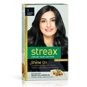 Streax Cream Hair Color for Unisex 120ml - 1 Natural Black (Pack of 1)