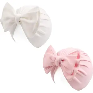Aashiya Trades Set of 4 - Cotton Turban Knot Bow Cap for Girls & Boys Turban Bow Cap Head Cap Multicolour