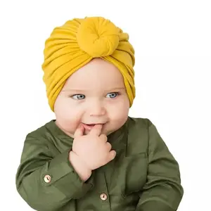 Aashiya Trades Yellow Turban Knot Bow Cap for Girls & Boys Turban Bow Cap Head Cap