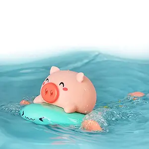 Anzailala Bath Toy Swimming Pig Wind Up Water Floating Toys Bathtub Water Spray Toys For Boys Girls Toddlers - Green