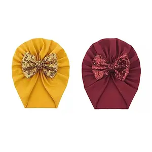 Aashiya Turban Cap for - Maroon & Yellow Turban Cap