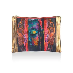 Priyaasi Divine Dhyan Buddha Zipper Pouch for Women's - Stylish Trendy Handy Casual Ladies Money Purse with Chain Closure