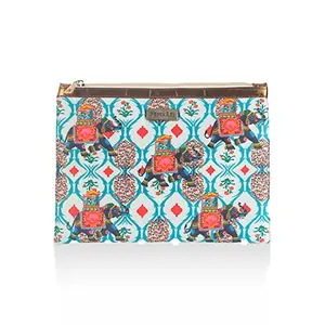 Priyaasi Royal Tropes Multicolour Zipper Pouch for Women's - Stylish Trendy Handy Casual Ladies Money Purse with Chain Closure