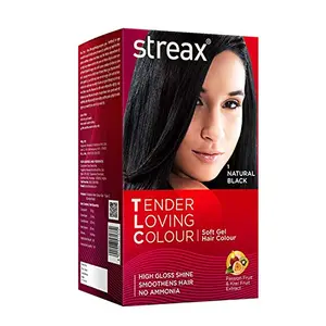 Streax Tender Loving Colour (TLC) Soft Gel Hair Color for Unisex 170ml - 1 Natural Black (Pack of 1)