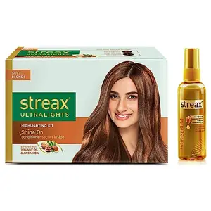 Streax Ultralights Hair Color Highlighting Kit for Women & Men 60ml Gem Collection -Soft Blonde And Walnut Serum 100 ml