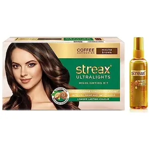 Streax Ultralights Hair Color Highlighting Kit for Women & Men 60ml Gem Collection - Mocha Brown And Walnut Serum 100 ml