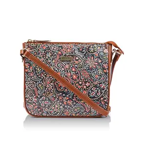 Priyaasi PU Leather Paisley Play Printed Sling Bag for Women - Stylish Trendy Casual Crossbody Bag with Adjustable Strap Zipper Closure