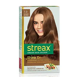 Streax Cream Hair Color for Unisex 120ml - 7.3 Golden Blonde (Pack of 1)