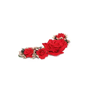 Priyaasi Beautiful Red Rose Hair Accessory Set For Women And Girls