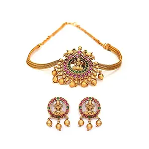 Priyaasi Studded Gold-ColorTraditional Jewellery Set for Women | Trending Temple Jewellery | Best Gifts for Women & Girls