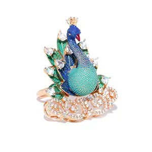 Priyaasi Stunning Ring for Women in Peacock Design | Gold-Color| Statement Cocktail Ring | Best Gift for Girlfriend/Wife | Adjustable Size