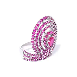 Priyaasi Sparkling GoldColorHexagon Shaped Ring