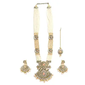 Priyaasi Multi-Color Beads Pearls Golden ColorRaani Haar with Maang Tikka