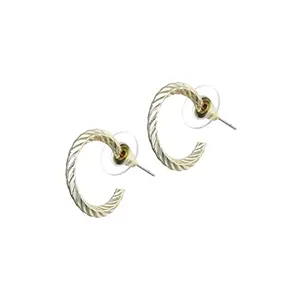Priyaasi Patterned Golden ColorMini Hoops Earrings for Womens Girls - Trendy Modern Earrings Gold