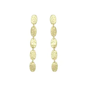 Priyaasi Hammered Golden ColorDrop Earrings for Women's and Girls - Trendy Modern Earrings Gold
