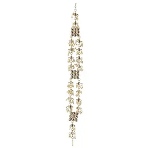 Priyaasi White Floral Kundan Pearl Dual-Layered Gold-ColorMathapatti