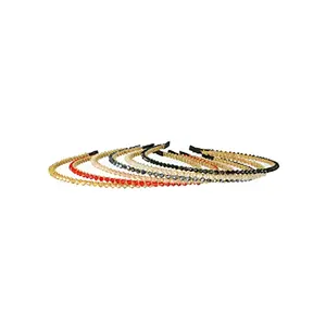 Priyaasi Multicolor Stone Gold-ColorHair Band Set of 6