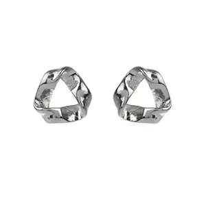 Priyaasi Silver ColorHammered Studs Earrings for Womens Girls - Fashinable Modern Earrings