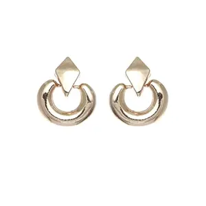 Priyaasi Elegant Brass Rose Golden ColorDrop Earrings for Women and Girls - Geometric Shaped Modern Earrings