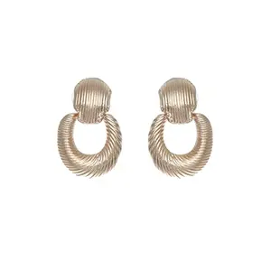 Priyaasi Brass Elegant Rose Golden ColorPatterned Drop Earrings for Women and Girls - Geometric Shaped Modern Earrings