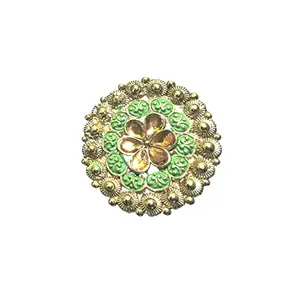 Priyaasi Golden ColorGreen Meenakari Floral Ring for Women and Girls - Elegant Adjustable Simple Rings