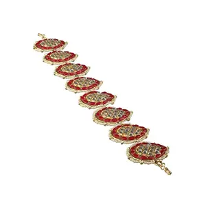 Priyaasi Red Kundan Leaf Link Gold-ColorMathapatti