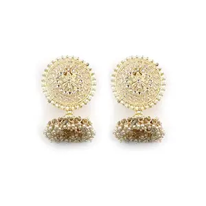 Priyaasi Gold-ColorBeads Traditional Jhumkas For Women and Girls(Gold)