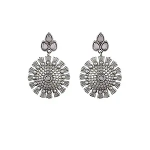 Priyaasi k Studded Floral Silver Earrings