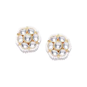Priyaasi Traditional Gold & Off White Gold-ColorKundan Studs For Women and Girls