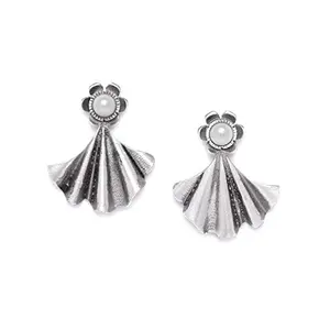 Priyaasi Silver-ColorDrop Earrings With Pearls for Women (Silver)