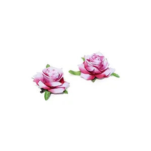 Priyaasi k and White Artificial Rose Hair Clips/s for Women and Girls (Pack of 2 Pcs)