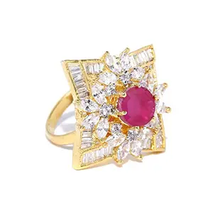 Priyaasi Stylish Magenta & Gold Gold-ColorRing for Women and Girls