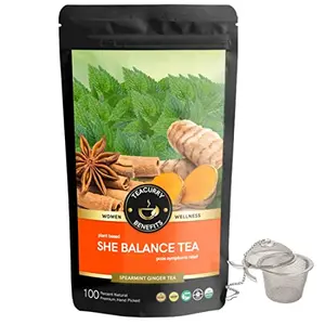 TEACURRY PCOS PCOD Tea (1 Month Pack 100 Grams Loose) + Infuser - Helps with Hormone and - Green Tea Pcod Pcos Women - She Balance Tea