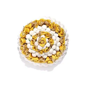 Priyaasi Traditional Yellow & White Floral Hair Juda Accessory Hair Bun For Women and Girls