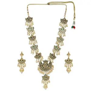Priyaasi Gold-ColorKundan Studded Jewellery Set with Bead Drop