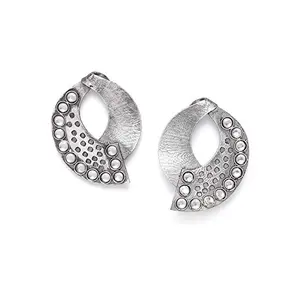 Priyaasi Silver-ColorStone studded Drop earrings - Silver