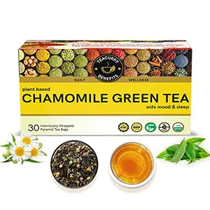 TEACURRY Chamomile Green Tea (30 Tea Bags) - Helps with Sleep Relaxation - Chamomile Green Tea Bags | Chamomile Green Tea Leaves