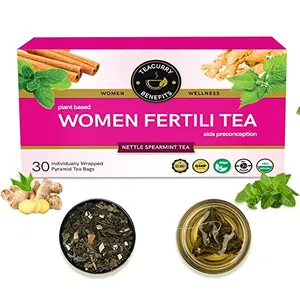 TEACURRY Women Support Tea - 1 Months 30 Teabags- Spearmint Asparagus Shatavari Nettle - Helps with Hormonal Balance Tubal Blockage Fibroids and Menopause.