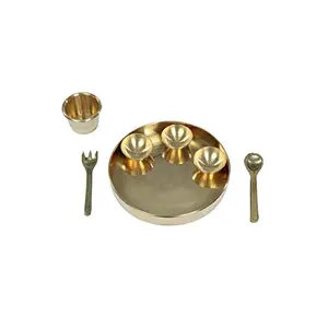 Desi Toys Brass Plate Playset | Play Kitchen | Cooking Set Collectible | Classical Indian Toys | Vintage Showpiece Figurine for Home Decors | Bhatukali | Miniature Metal Toy