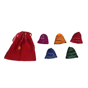 Desi Toys 5 Stones Game | Indian Traditional Game | Classical & Nostalgic | Made of Cloth | Filled with Fur & Grains | Ancient Triangle Shaped | for 