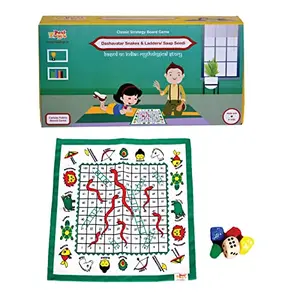 Desi Toys Dashavatar Snakes and Lers/Saap Seedi | Canvas Fabric Board | Indian Mythological Themed | Strategy Board Games | 15"x15" Play Mat | Family Games for Adults and | Ideal Gift