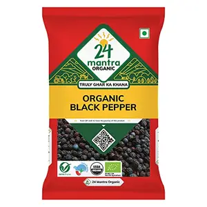 24 Mantra Organic Black Pepper - 100gms | Pack of 1 | Chemical Free | Unadulterated | Rich Flavour