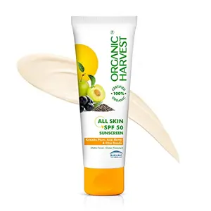 Organic Harvest All Skin SPF 50 : Kakadu Plum Acai Berry & Chia Seeds | for Dry Oily & Combination Skin | 100% American Certified Organic | Sulphate & 100g