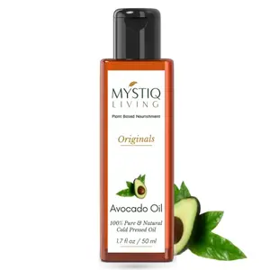 Mystiq Living Pressed Avocado Oil For Hair Growth Mositurizing Skin & Face | 100% Pure & Natural - 50 ML