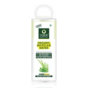 Organic Harvest Aloe Vera Micellar Water for Complete Cleansing & Makeup Removal - For All Skin Types - No Parabens Silicones & Mineral Oil 200 ml