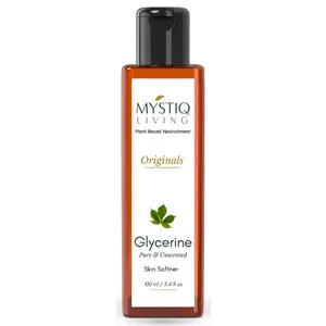 Mystiq Living Glycerine - Plant Based (Pure and Unscented) | For Face Skin and Body Care -100 ML