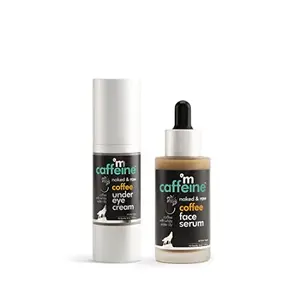 mCaffeine Coffee Morning Puffiness Fix Combo with Under Eye Cream and Face Serum | Hydrates and De-puffs Face Skin & Dark Circles | 70ml
