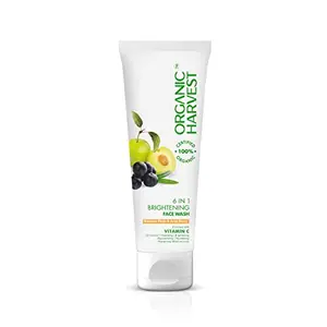 Organic Harvest 6-in-1 Brightening Face Wash: Kakadu Plum & Acai Berry | Daily Use Facewash For Men & Women | 100% American Certified Organic | Sulphate & 100gm